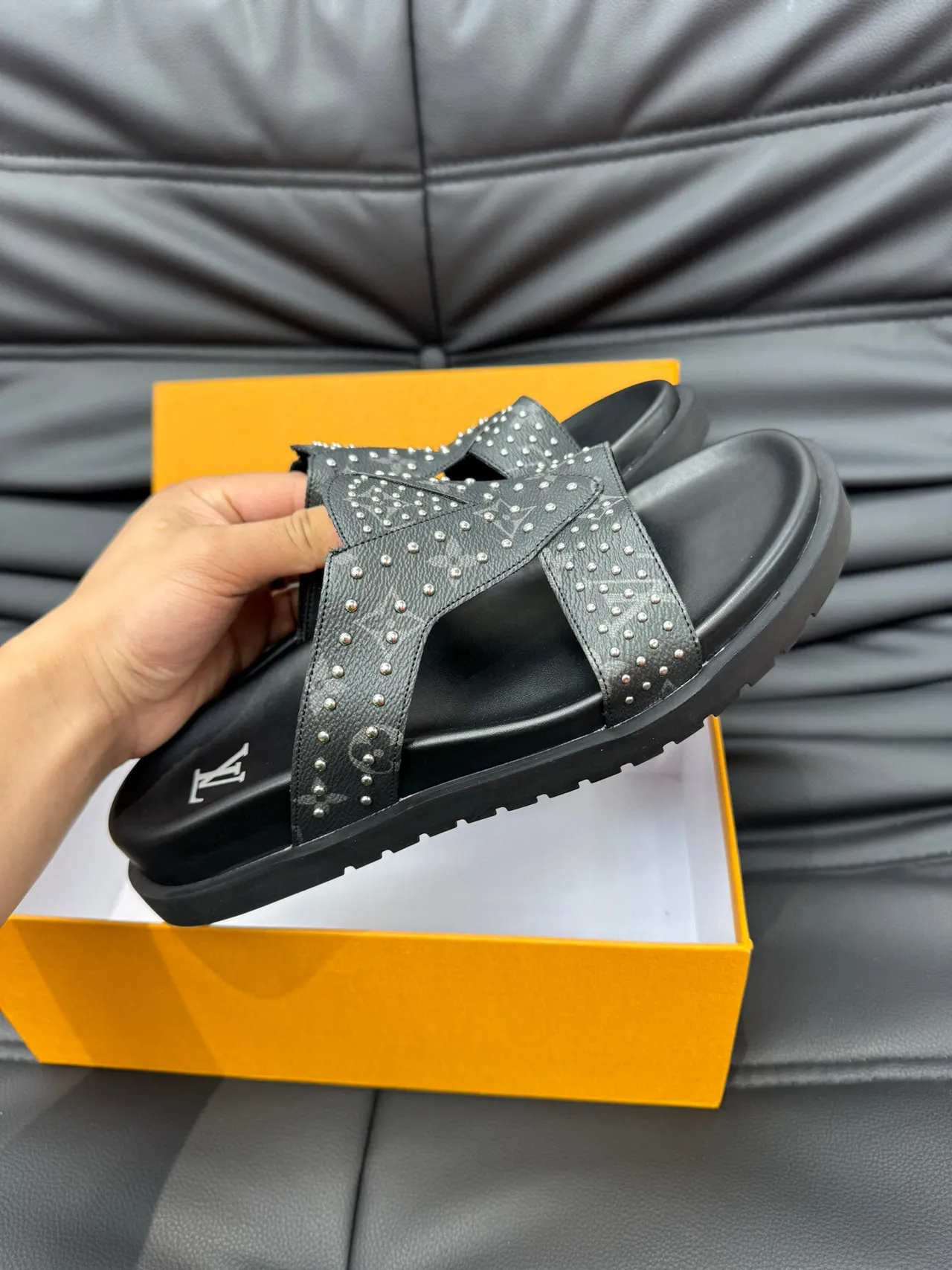 Louis Vuitton Run Away Studded Monogram Black Casual Sandals 6