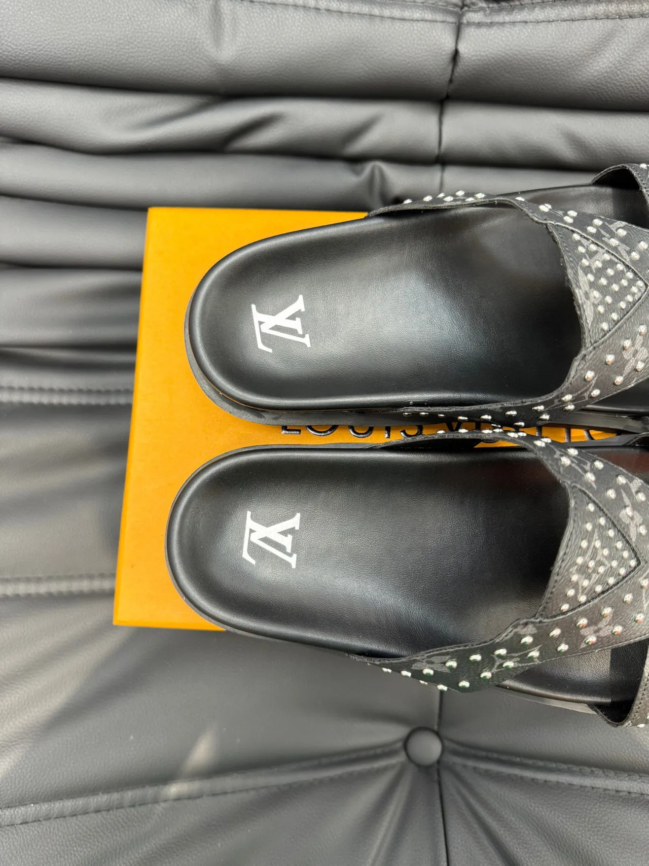 Louis Vuitton Run Away Studded Monogram Black Casual Sandals 8