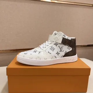 Louis Vuitton Run Away branco marrom High-Top Monograma-Impresso Malha Tênis Lifestyle