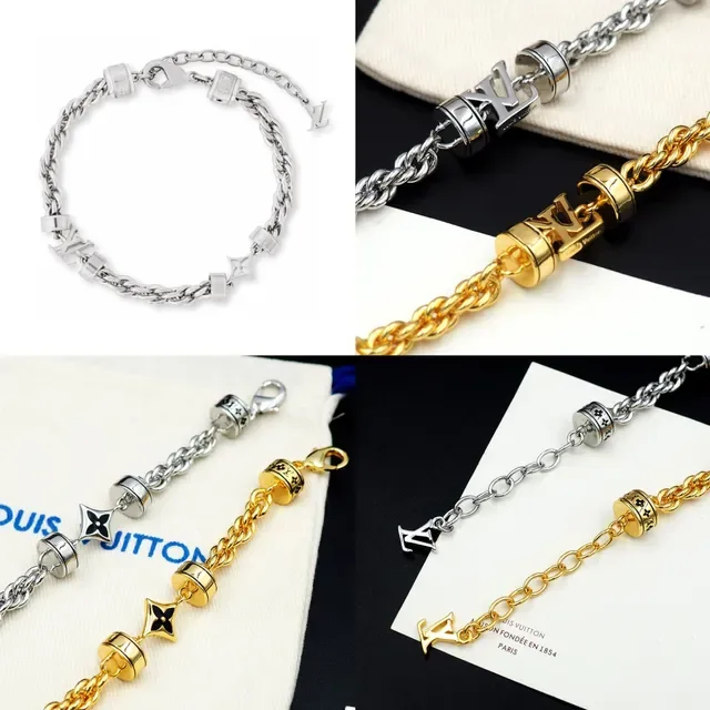 Louis Vuitton Silver Black Rope-Link Chain Rotating Barrel Charms Bracelet 13