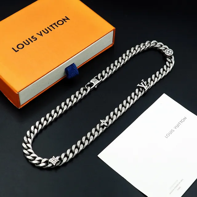 Louis Vuitton সিলভার চাংকি কার্ব-লিংক চেইন অ্যান্টিকুয়েড ফিনিশ নেকলেস 2