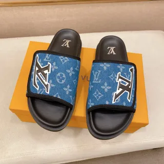 Louis Vuitton Slide Denim Monogram Azul Negro