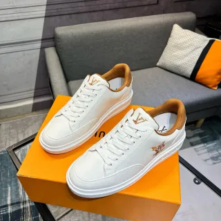 Louis Vuitton Tênis Lifestyle Branco Marrom Low-Top de Couro na Parte Superior