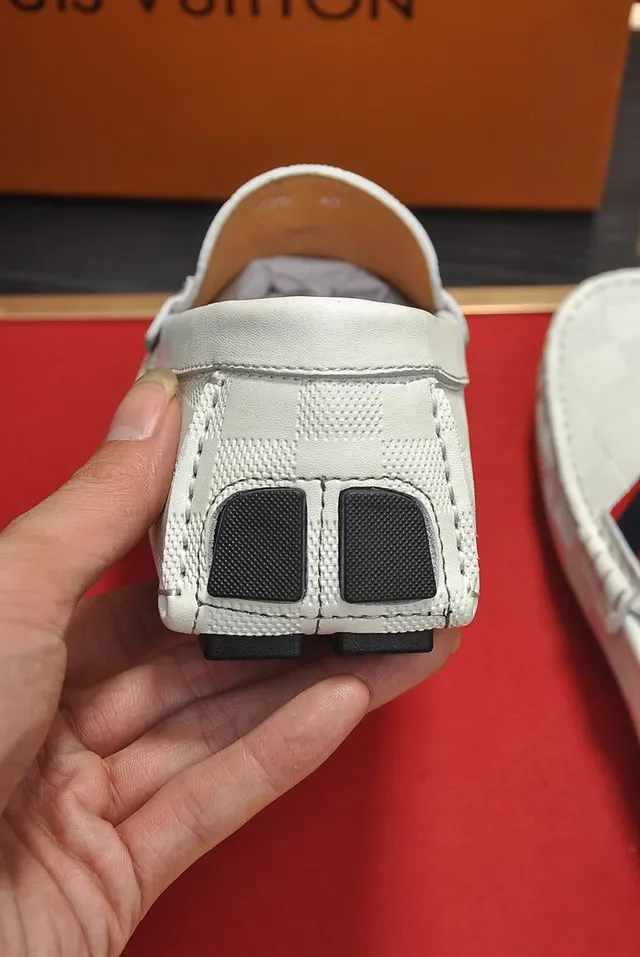 Louis Vuitton White Red Damier Check Leather LV Buckle Strap Loafer 2