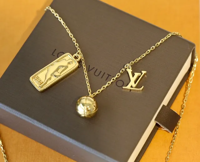 Louis Vuitton x NBA Gold Chain LV Monogram Charm Necklace 7