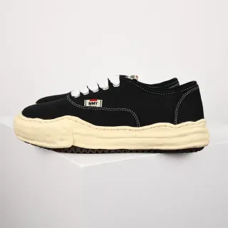 MMY Black Beige Canvas Upper Sculpted Cream Midsole Sneakers