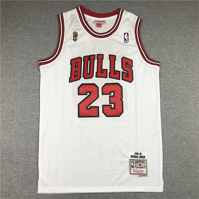 Mitchell & Ness Hardwood Classics 1995–96 Michael Jordan Chicago Bulls Maillot Blanc et Rouge 2