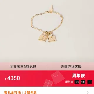Miu Miu स्वर्ण-टोन ड्यूअल पैडलॉक चैरम ब्रेसलेट