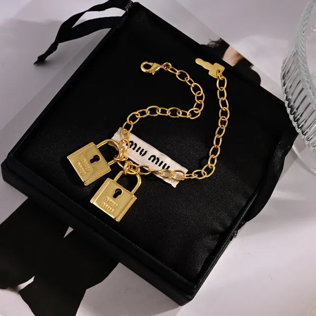 Miu Miu Gold-Tone Dual Padlock Charm Bracelet 2