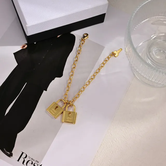 Miu Miu Gold-Tone Dual Padlock Charm Bracelet 6