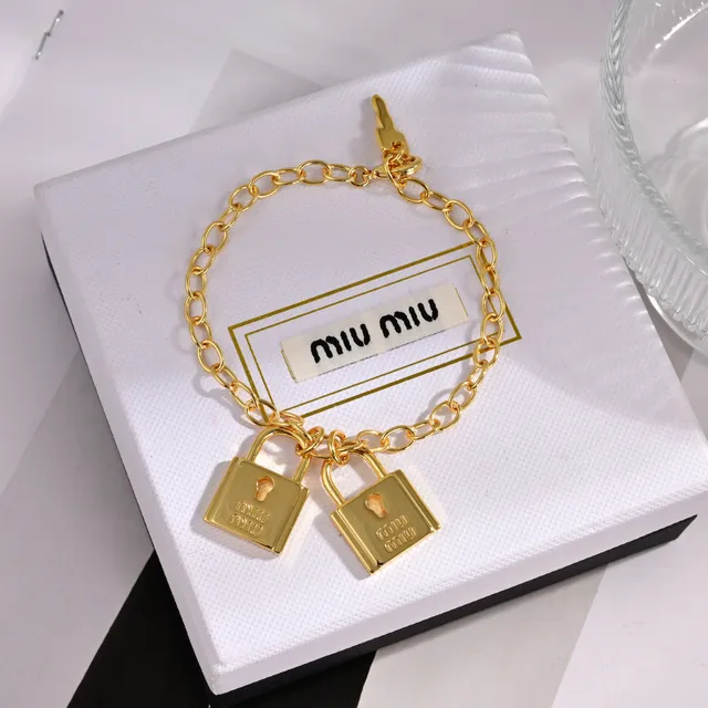 Miu Miu Gold-Tone Dual Padlock Charm Bracelet 7