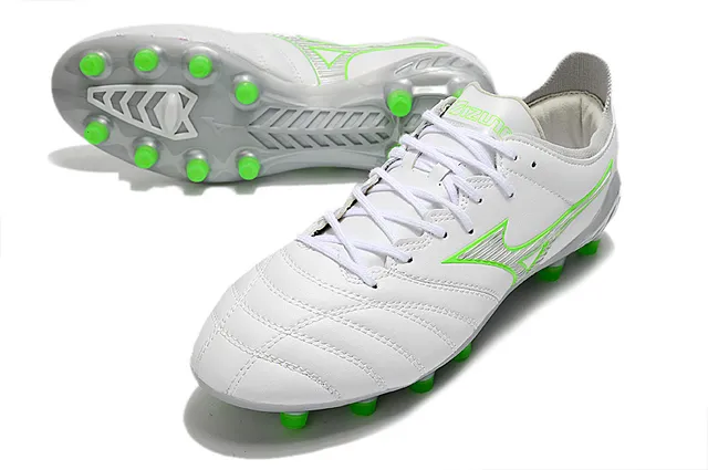 Mizuno Morelia Neo blanc et vert néon chaussures de football pour terrain ferme 4