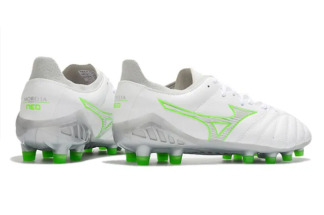 Mizuno Morelia Neo blanc et vert néon chaussures de football pour terrain ferme 5