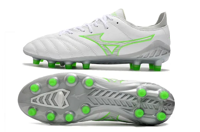 Mizuno Morelia Neo blanc et vert néon chaussures de football pour terrain ferme 6
