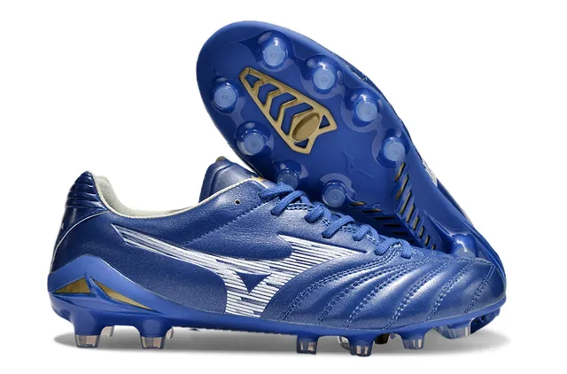 Mizuno أحمر أبيض جلد صناعي معدني مبطن فامب أرضية صلبة أحذية كرة القدم 2