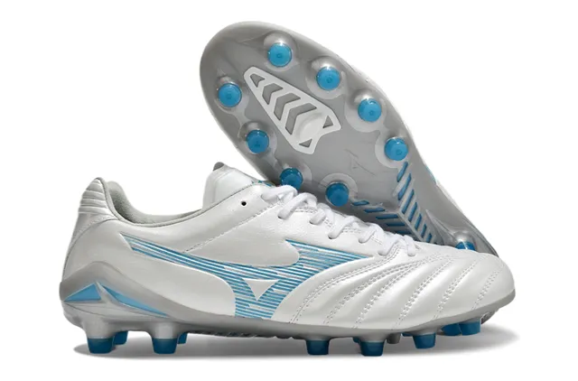 Mizuno أحمر أبيض جلد صناعي معدني مبطن فامب أرضية صلبة أحذية كرة القدم 6