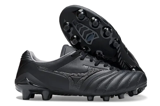 Mizuno أحمر أبيض جلد صناعي معدني مبطن فامب أرضية صلبة أحذية كرة القدم 11