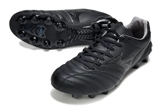 Mizuno أحمر أبيض جلد صناعي معدني مبطن فامب أرضية صلبة أحذية كرة القدم 18