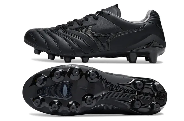 Mizuno أحمر أبيض جلد صناعي معدني مبطن فامب أرضية صلبة أحذية كرة القدم 22