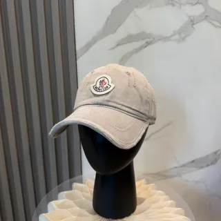 Moncler Distressed Washed Gray Baseball Cap