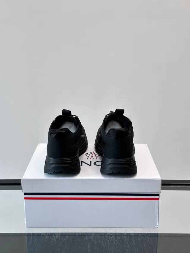 Moncler Grenoble Black White شبكة تقنية وصناعي علوية سميكة متهوية سول مطاطي أحذية أسلوب حياة 3