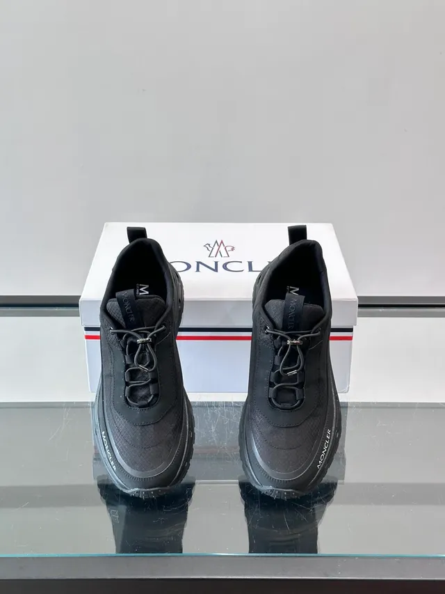 Moncler Grenoble Black White شبكة تقنية وصناعي علوية سميكة متهوية سول مطاطي أحذية أسلوب حياة 4