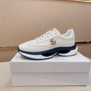 Moncler أبيض بحري مخطط نسيج علوي أزرق شفاف وسط أزرق Channel أسلوب حياة أحذية رياضية