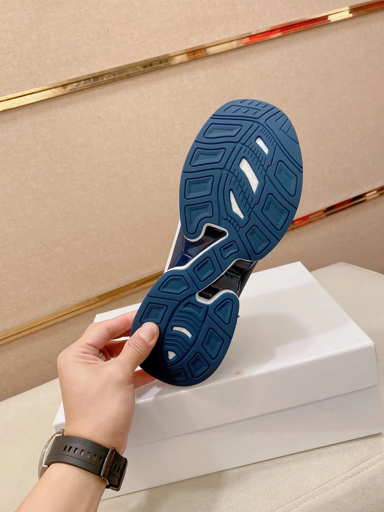 Moncler White Navy Ribbed Textile Upper Blue Transparent Midsole Channel Lifestyle Sneakers 2