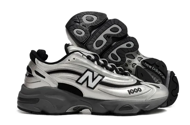 New Balance 1000 Plata Metálica Negra Zapatillas Chunky 4