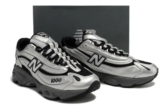 New Balance 1000 Plata Metálica Negra Zapatillas Chunky 5
