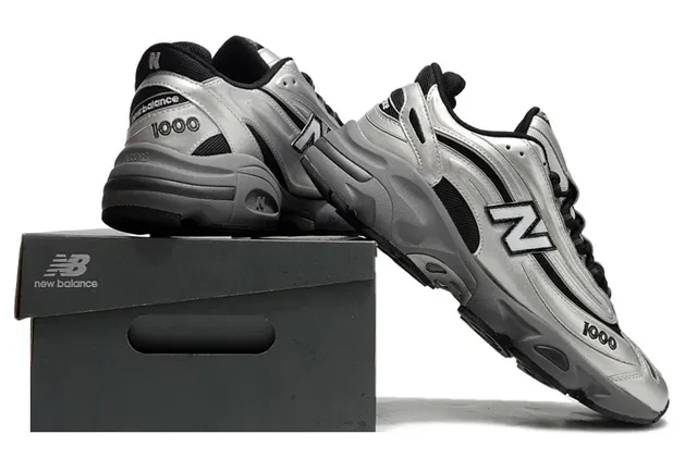 New Balance 1000 Plata Metálica Negra Zapatillas Chunky 6