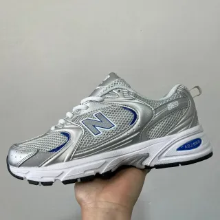 New Balance 530 银色金属蓝色点缀生活方式运动鞋
