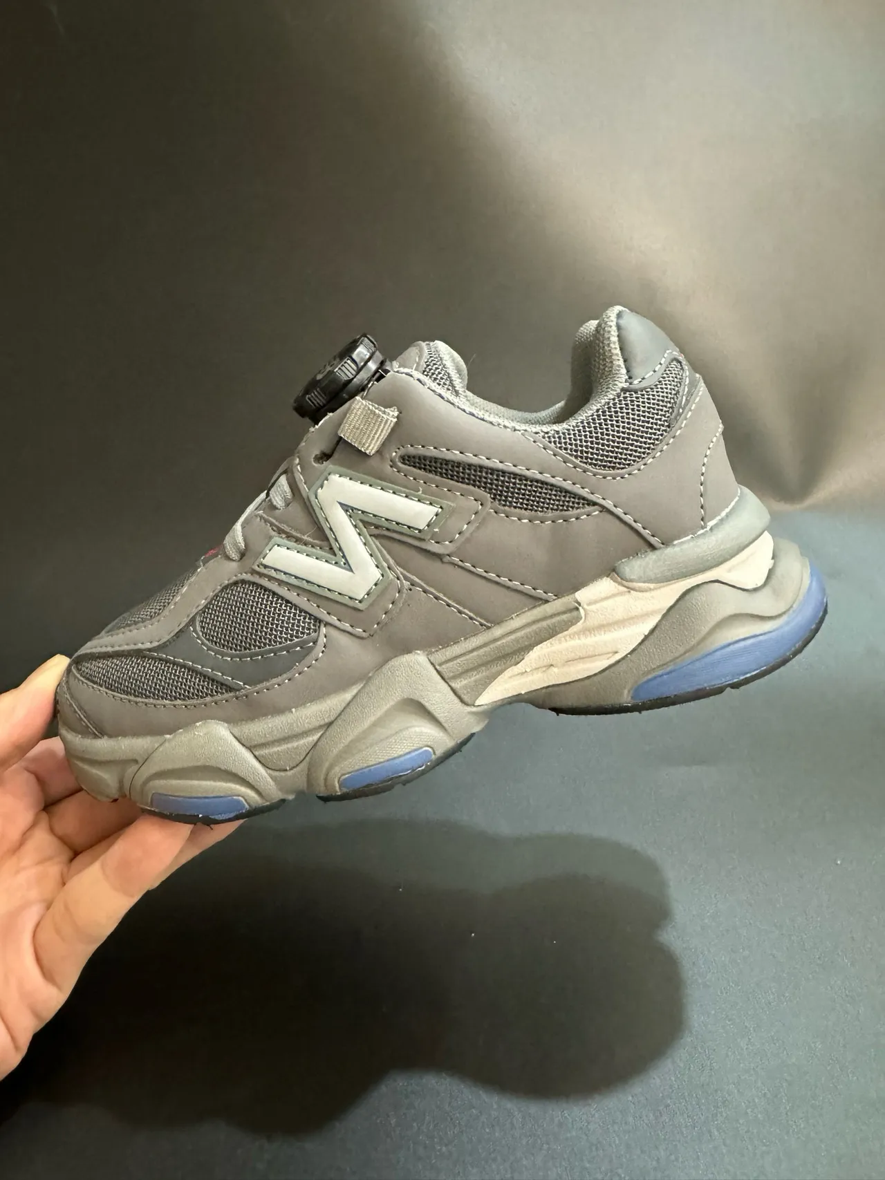 New Balance 9060 Gray Beige Sole Dial Closure Chunky Sneakers 6