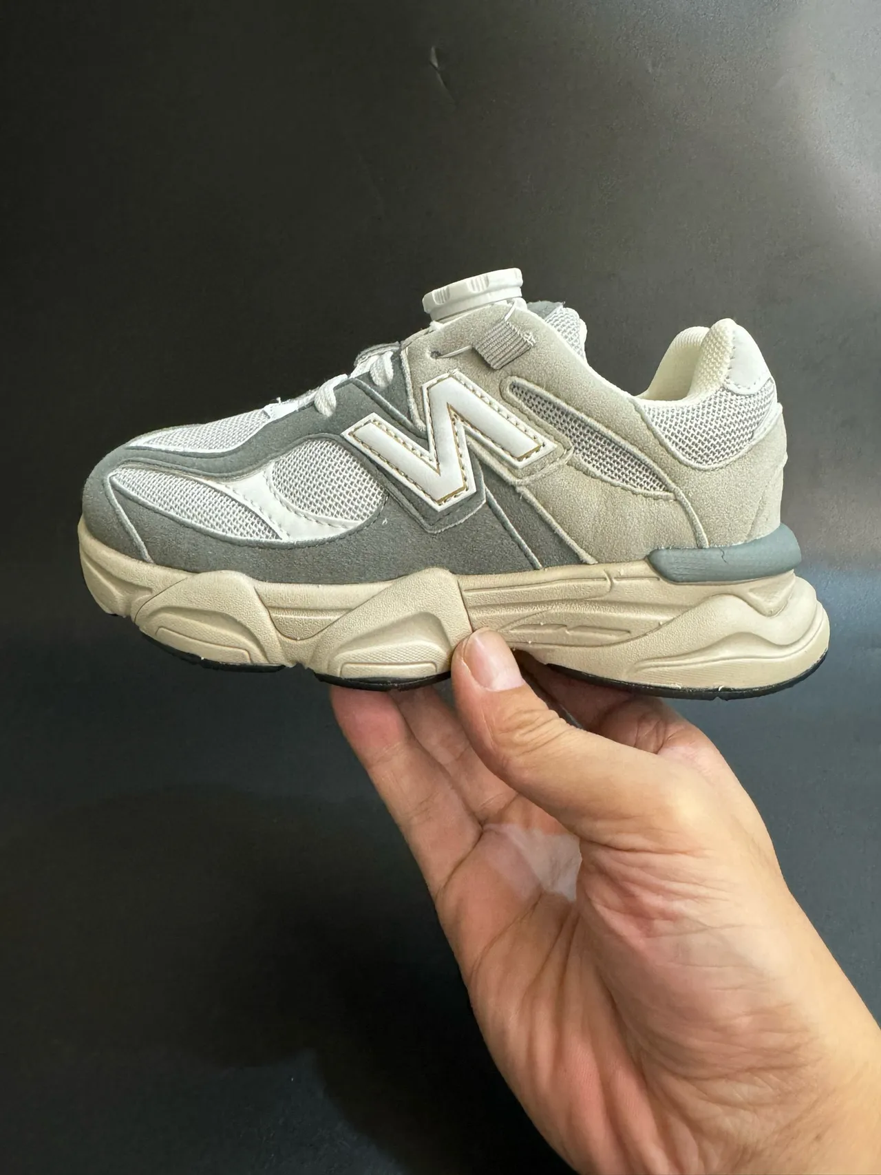 New Balance 9060 Gray Beige Sole Dial Closure Chunky Sneakers 11