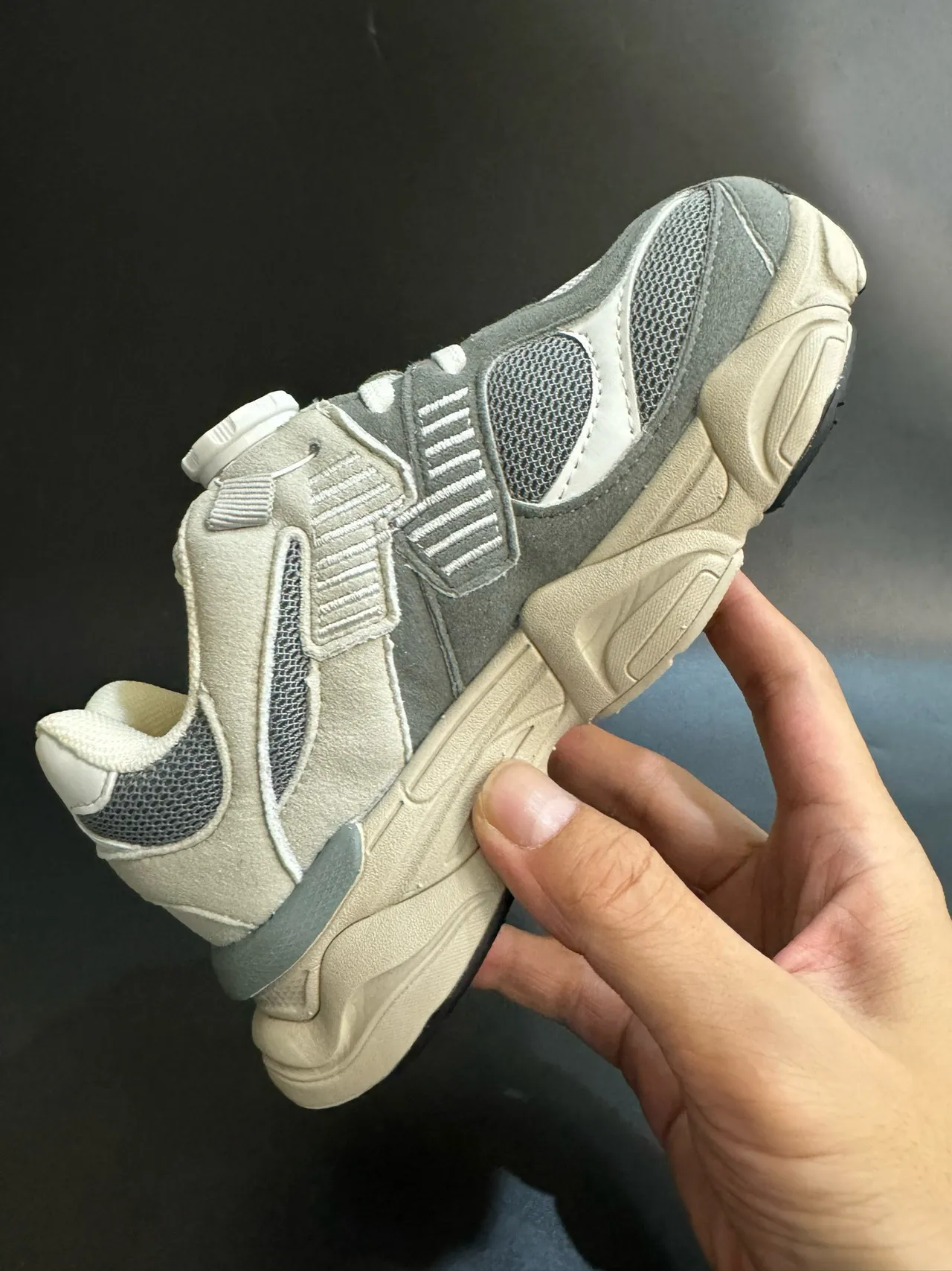 New Balance 9060 Gray Beige Sole Dial Closure Chunky Sneakers 14
