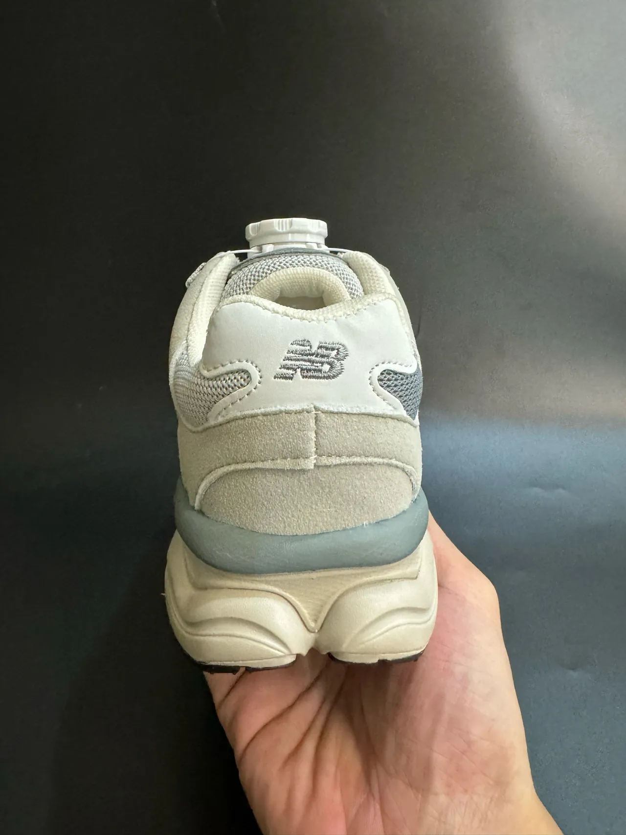 New Balance 9060 Gray Beige Sole Dial Closure Chunky Sneakers 15