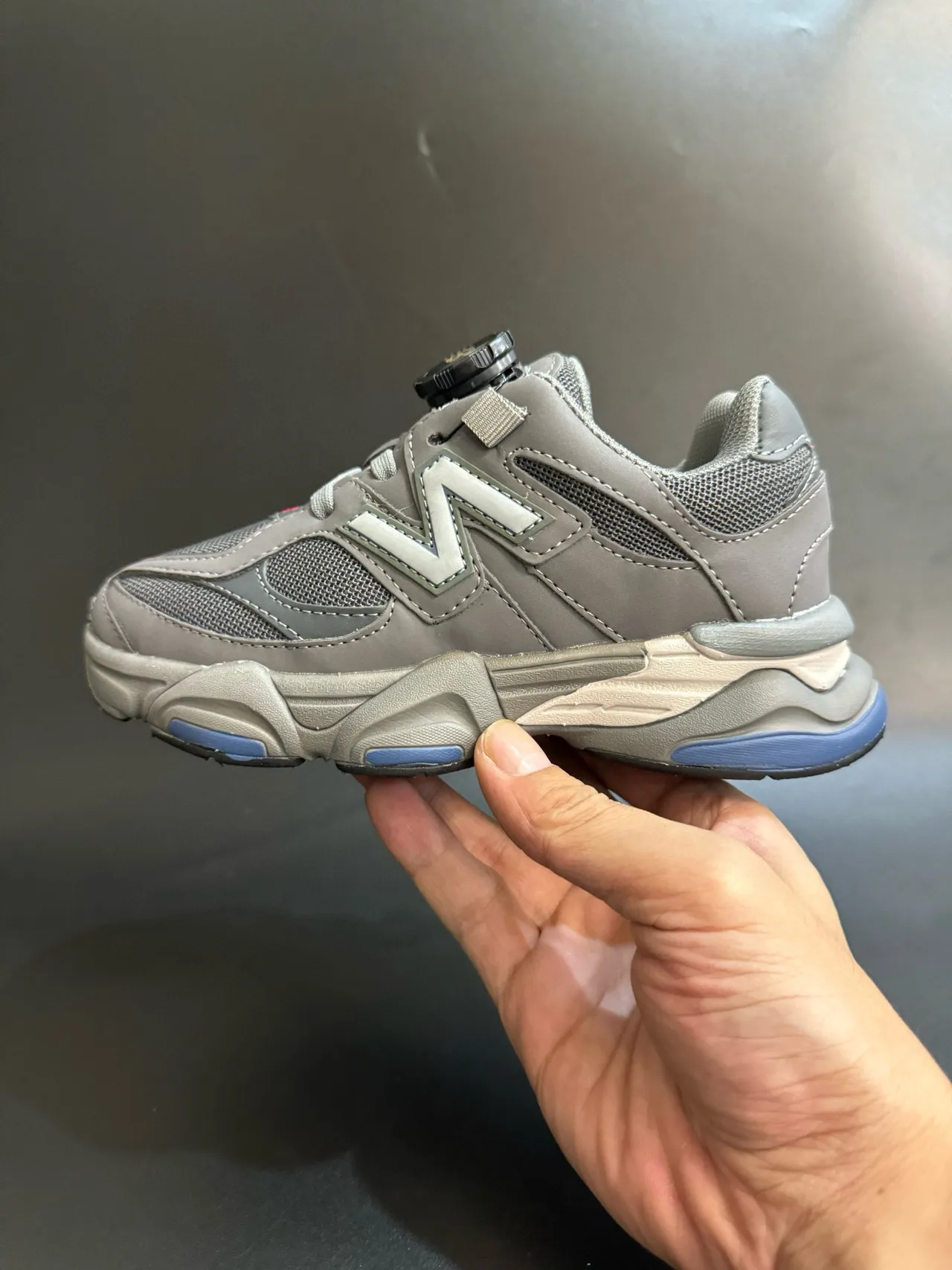 New Balance 9060 Gray Beige Sole Dial Closure Chunky Sneakers 19