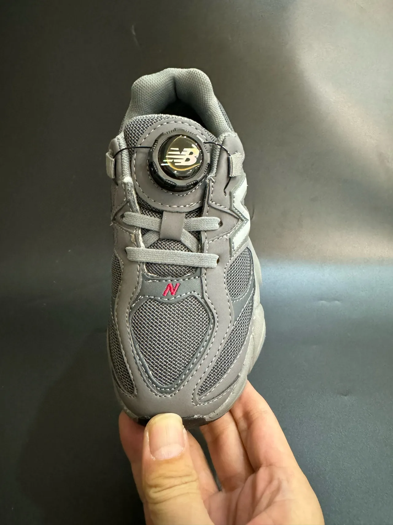 New Balance 9060 Gray Beige Sole Dial Closure Chunky Sneakers 22