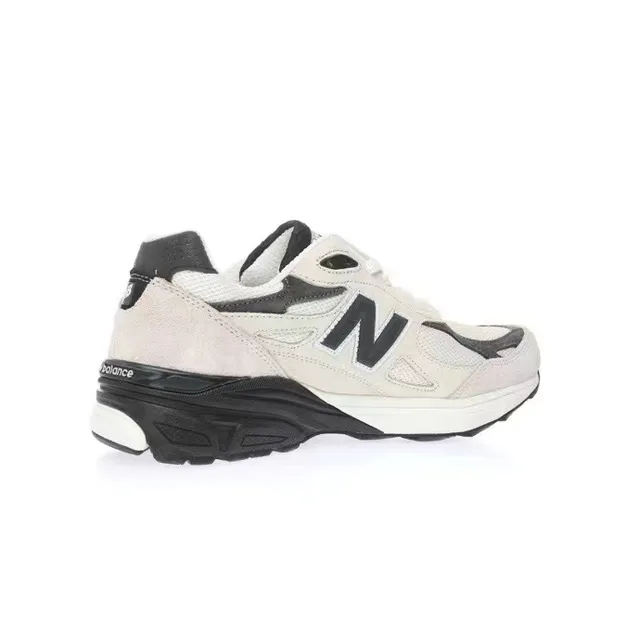 New Balance 990 بيج أسود الجزء العلوي المكون من السويدي والشبكة الطبقي N Logo سنيكرز للأسلوب الحياتي 5