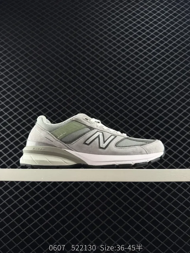 New Balance 990 Cinza Verde Solado Chunky Camurça e Rede Superior Tênis Lifestyle 8