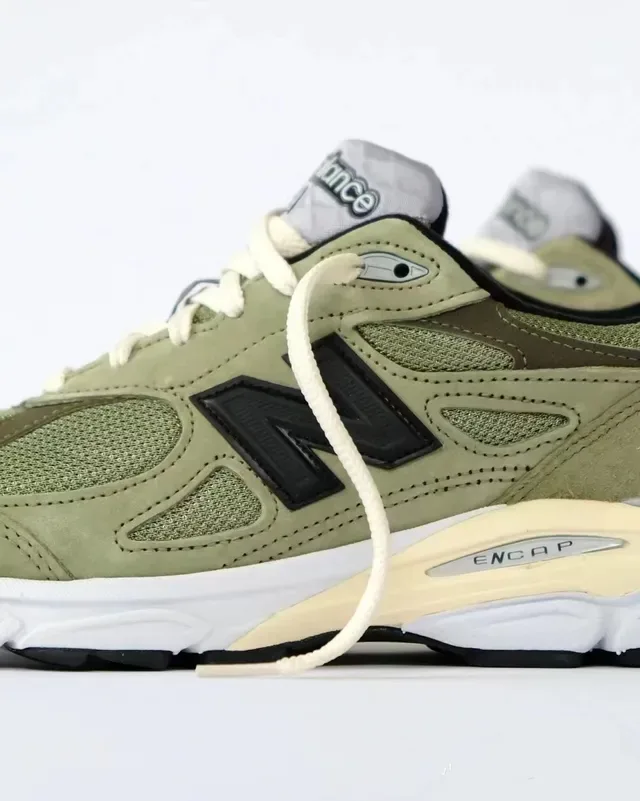 न्यू बैलेंस 990 Olive Green सुड और मेश लाइफस्टाइल स्नीकर्स 6