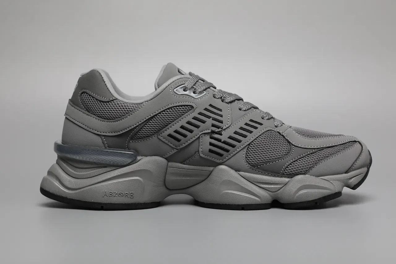 New Balance Gray Black Chunky Sculpted Midsole Mesh And Synthetic Overlay Construction Lifestyle Sneakers 8