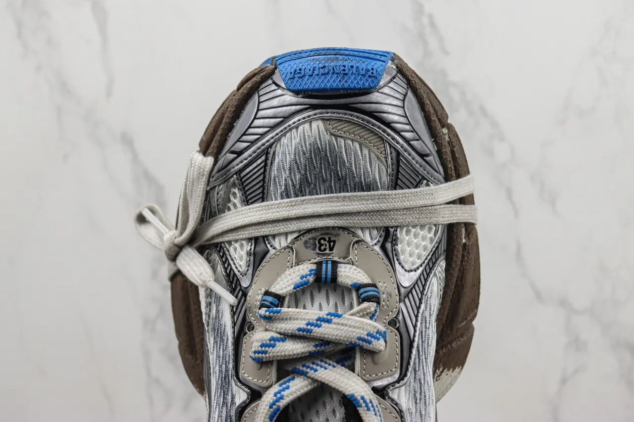 New Balance Gray Blue Layered Mesh And Synthetic Upper Sculpted Multi-Density Midsole Chunky Sneakers 6