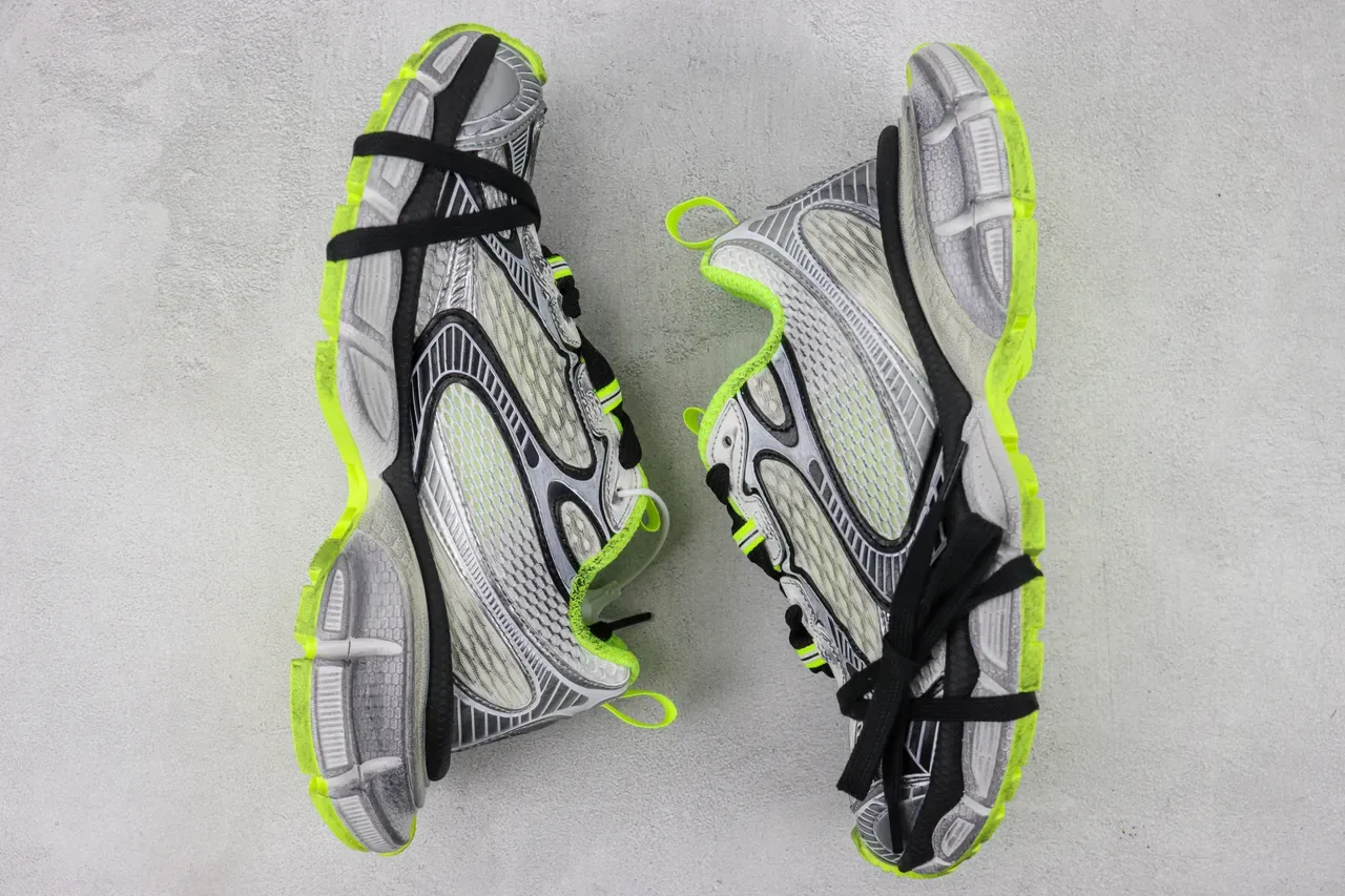 New Balance Gray Green Sculpted Midsole Mesh And Synthetic Overlay Construction Chunky Sneakers 2