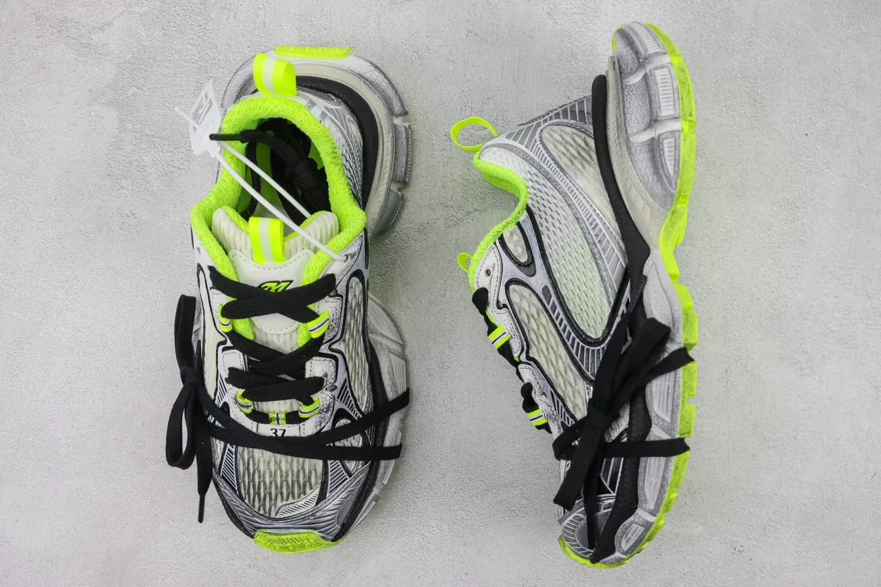 New Balance Gray Green Sculpted Midsole Mesh And Synthetic Overlay Construction Chunky Sneakers 3