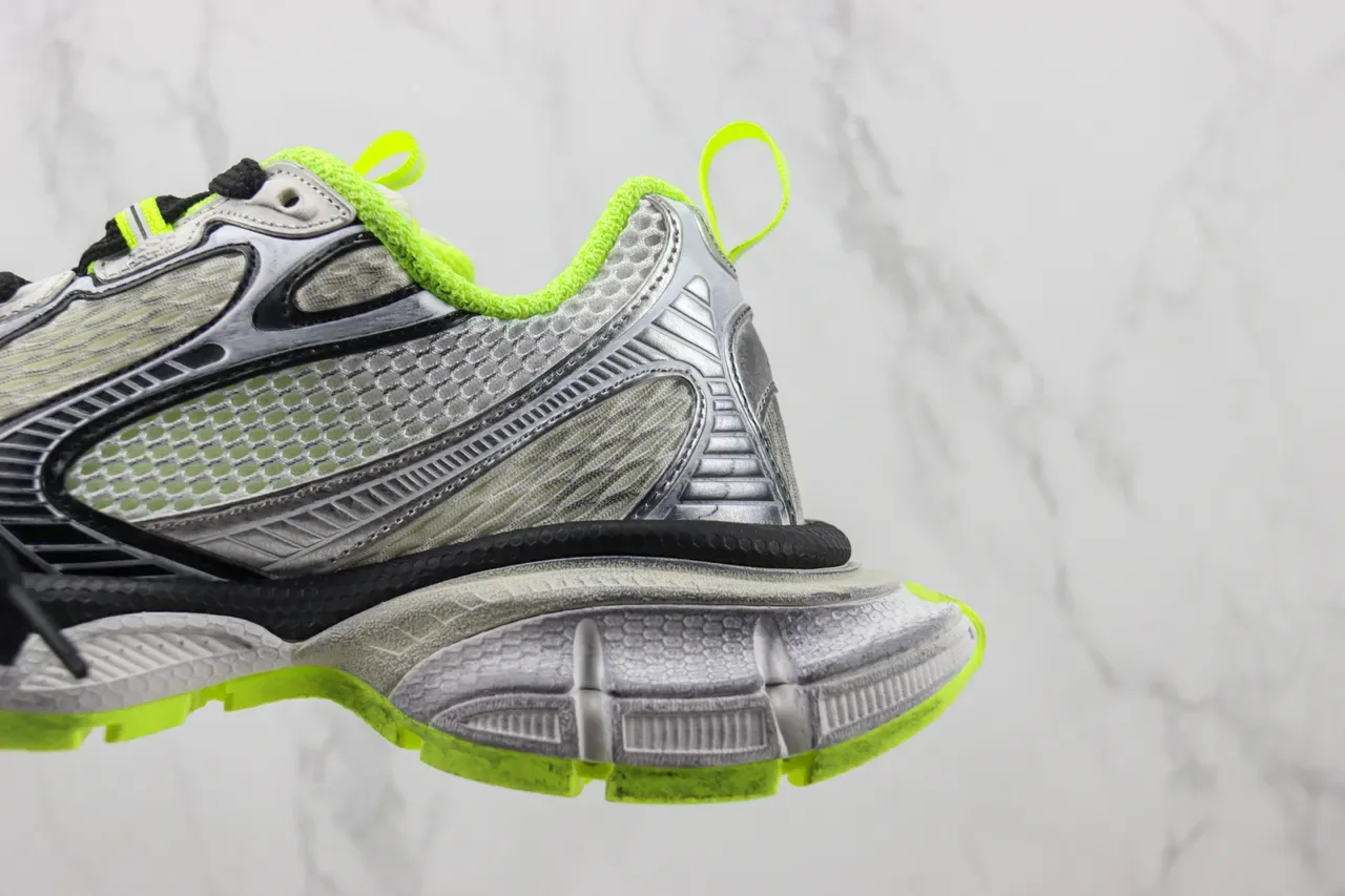New Balance Gray Green Sculpted Midsole Mesh And Synthetic Overlay Construction Chunky Sneakers 7