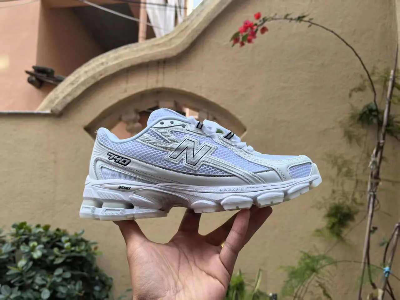 New Balance Cinza Rosa Malha Superior Franja de Acento Tênis de Corrida 8