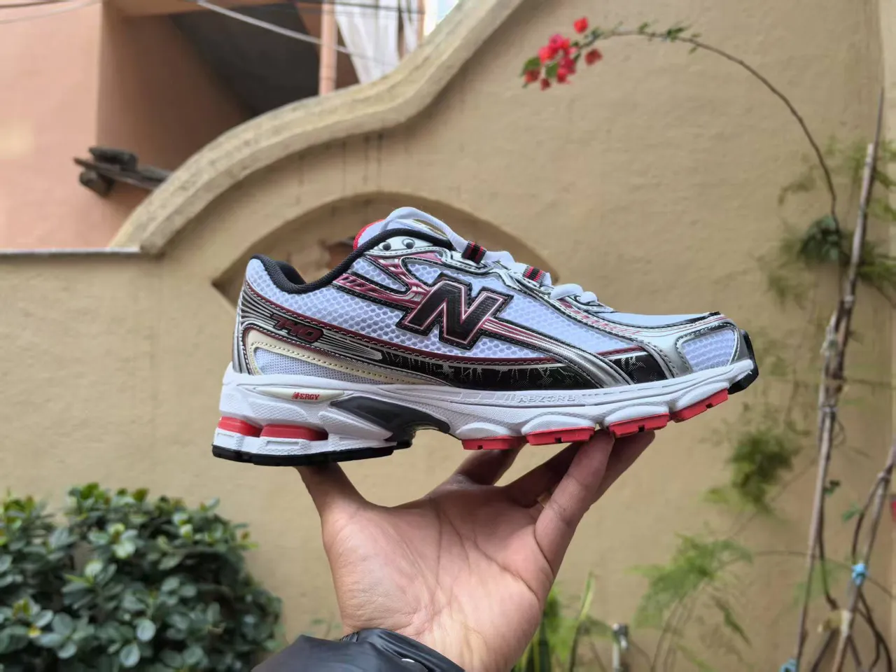 New Balance Cinza Rosa Malha Superior Franja de Acento Tênis de Corrida 9