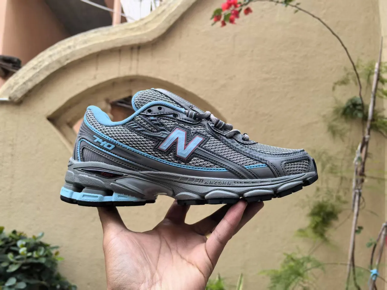 New Balance Cinza Rosa Malha Superior Franja de Acento Tênis de Corrida 10