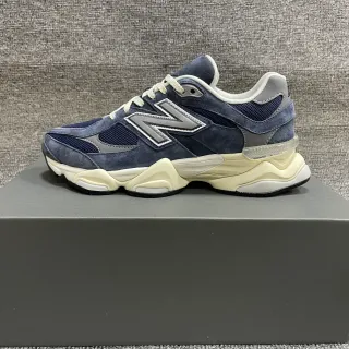 New Balance Navy Beige 雕塑中底 麂皮和网布鞋面 厚底运动鞋